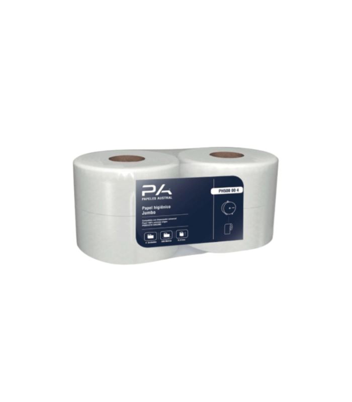 PAPEL HIGIÉNICO 500 MTS X 4 Papel higiénico jumbo 500 metros x 4 rollos - Papeles Austral