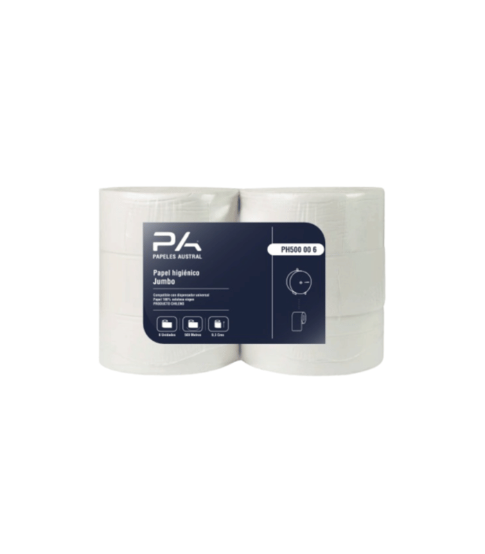 PAPEL HIGIÉNICO 500 MTS X 6 Papel higiénico jumbo 500 metros x 6 rollos - Papeles Austral